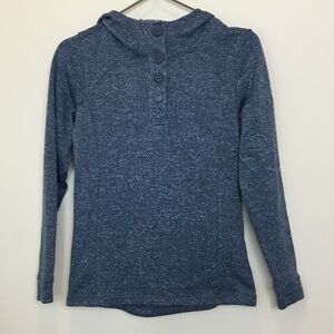 Women's Blue Button-neck Hoodie size medium